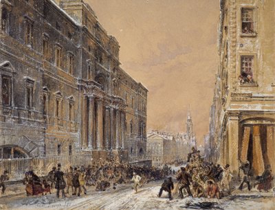 Snowballing Outside Edinburgh University by Samuel Bough